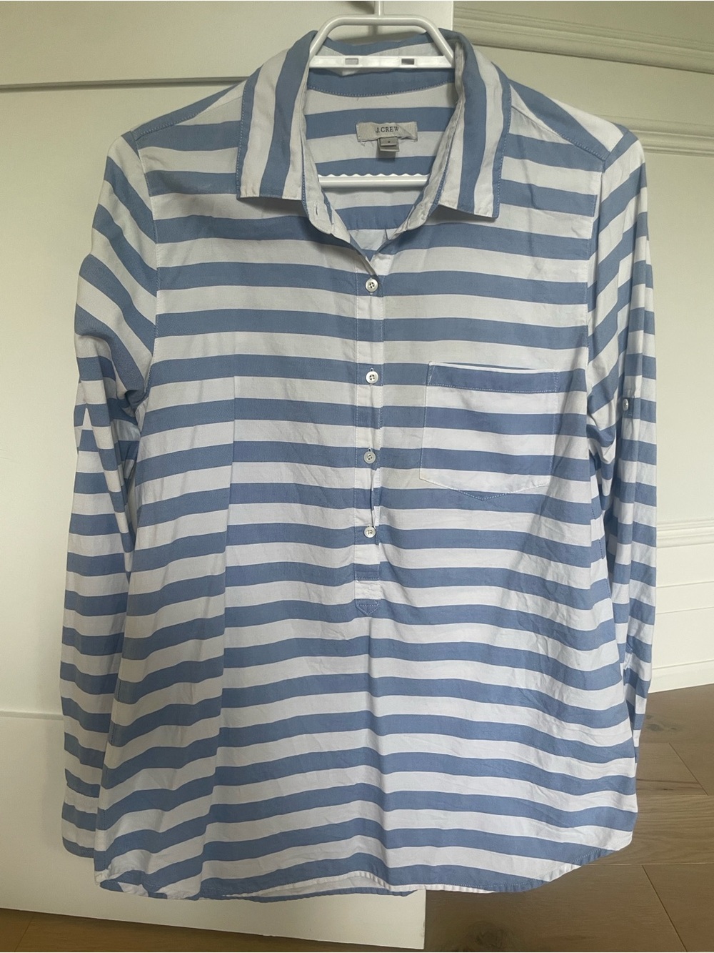J Crew Blue and White stripe pullover shirt